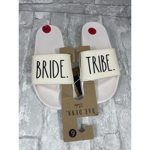 NWT Rae Dunn Ivory Bride Slides Sandals Size 6 Bride Tribe Wedding
